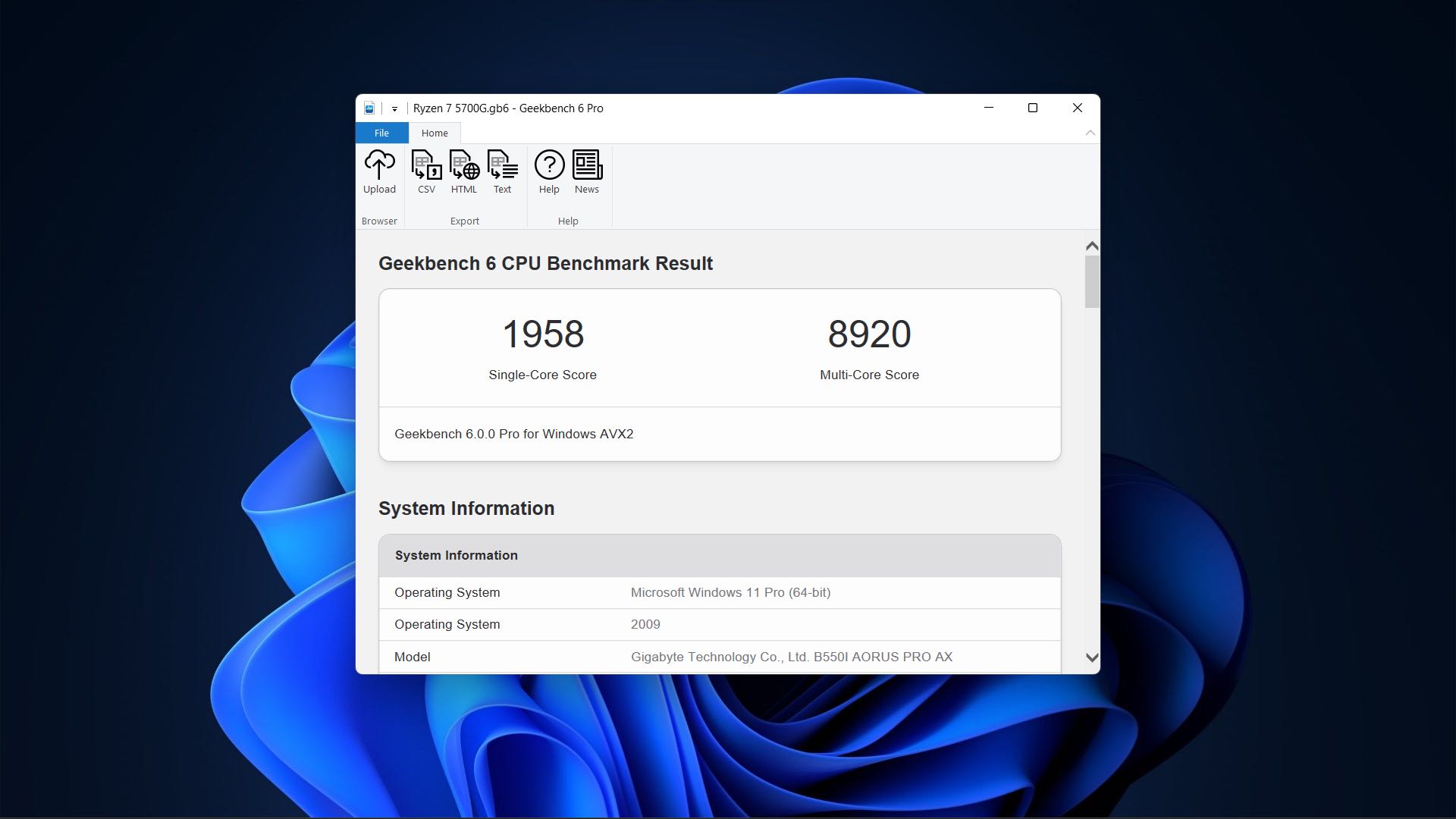 Geekbench 6 for Windows screenshot