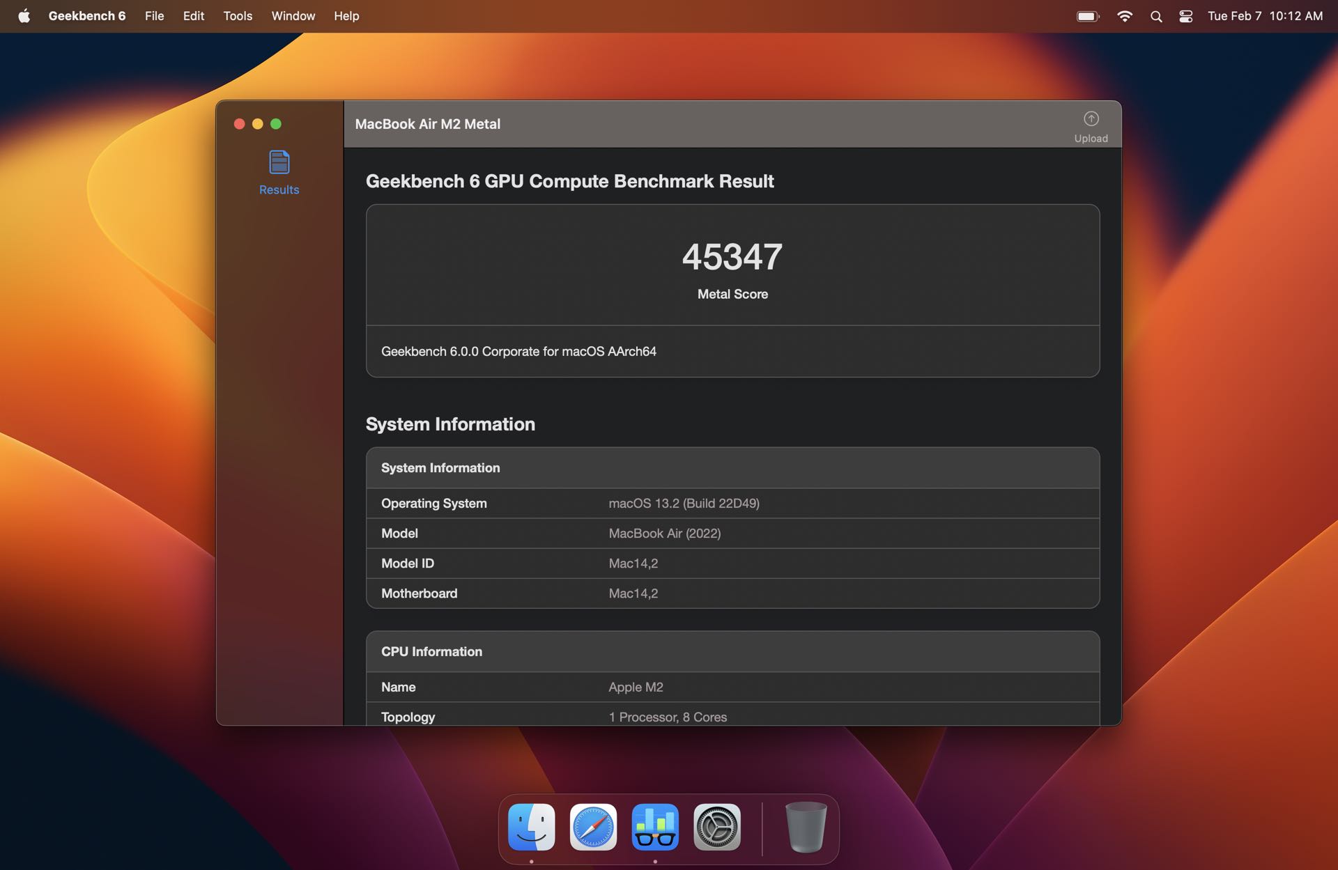 Geekbench 6 for macOS screenshot